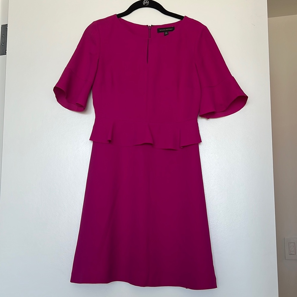 Banana Republic Fuchsia Pink Ruffle Dress 0P